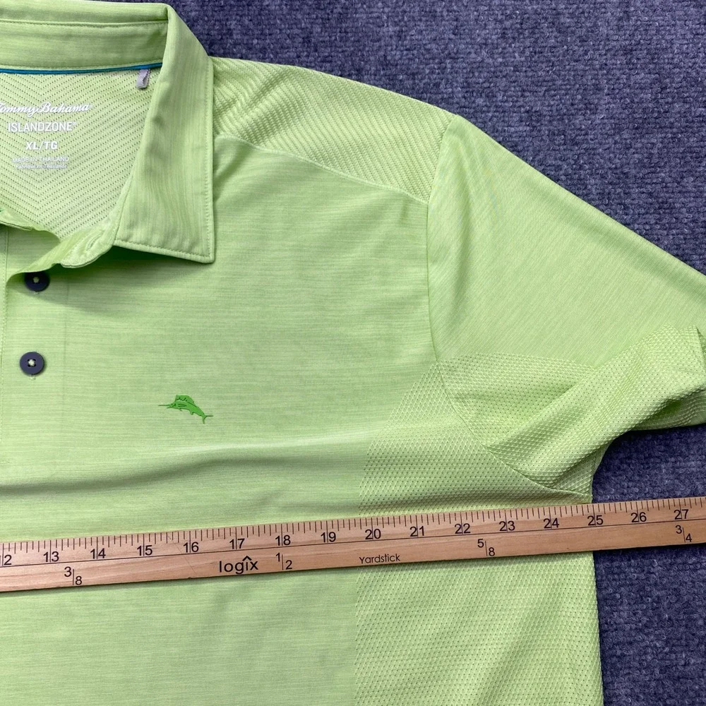 Tommy Bahama IslandZone Mens XL Lime Green Performance Golf Polo Shirt - Picture 3 of 7